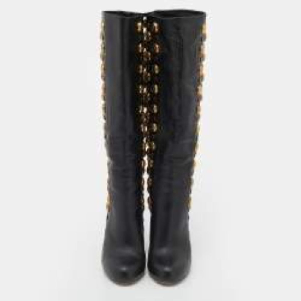 GUCCI Leather Studded Accents Boots - Picture 3 of 6